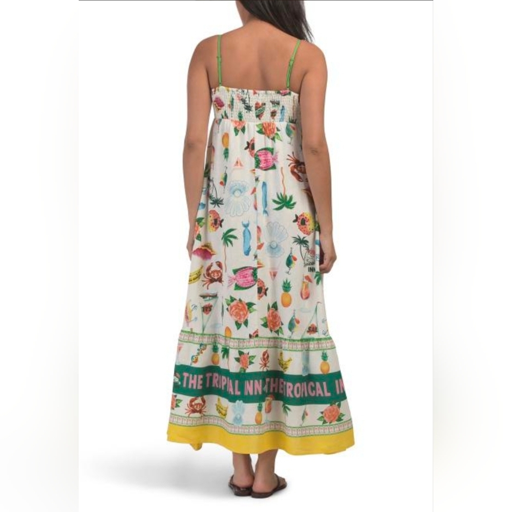 Maison D'Amelie Maxi Dress W/ Pockets Tropical Boho Coastal Beach Resort XS NWT - Picture 2 of 7